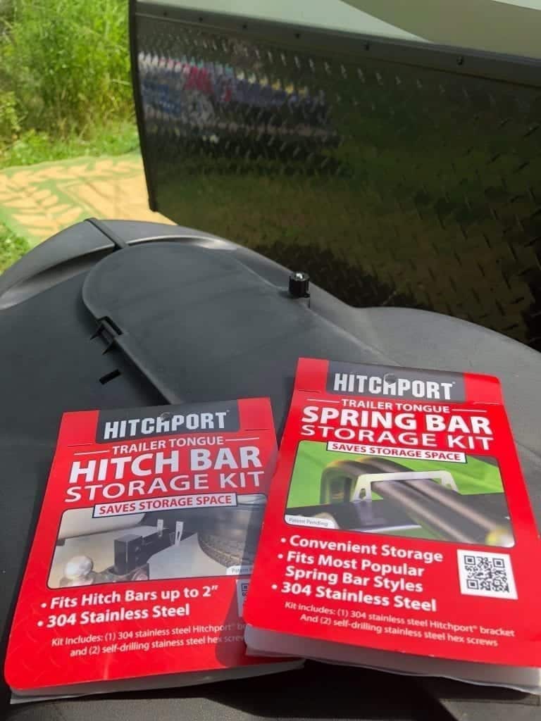 Two products from HITCHPORT that make storing your weight distribution hitch so much safer and easier: Hitch Bar Storage Kit and Spring Bar Storage Kit