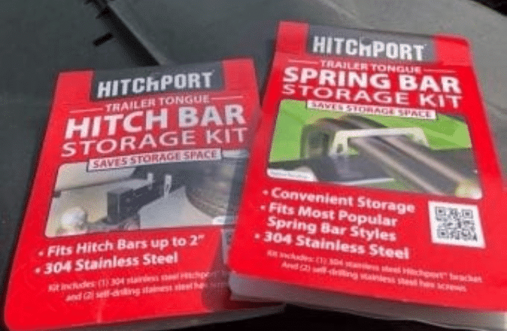 Travel trailer kits used for storing hitchport and spring bar.
