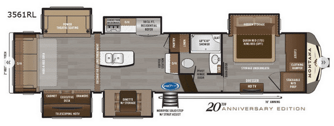 Interior floor plan of Keystone Montana 3561RL RV