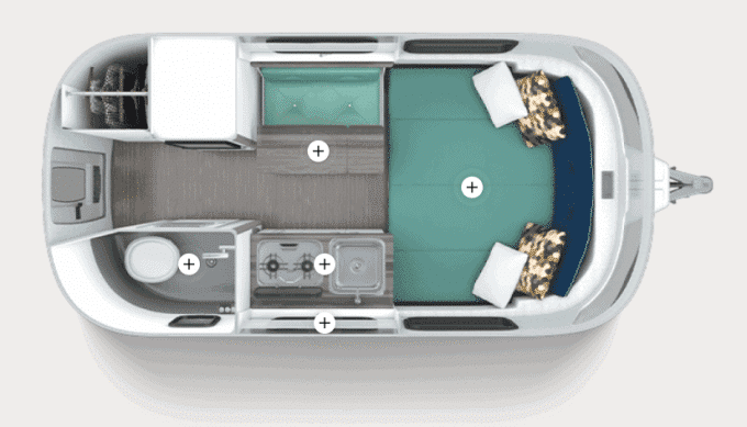 3D floor plan of the Nest Travel Trailer by Airstream