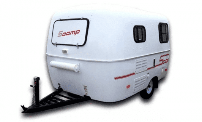 Exterior view of Scamp, a small travel trailer