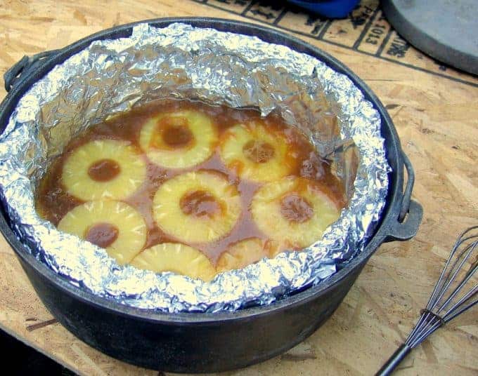 dutch oven desserts - upside-down pineapple cake