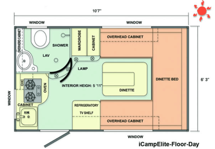 iCamp Elite travel trailer floor plan