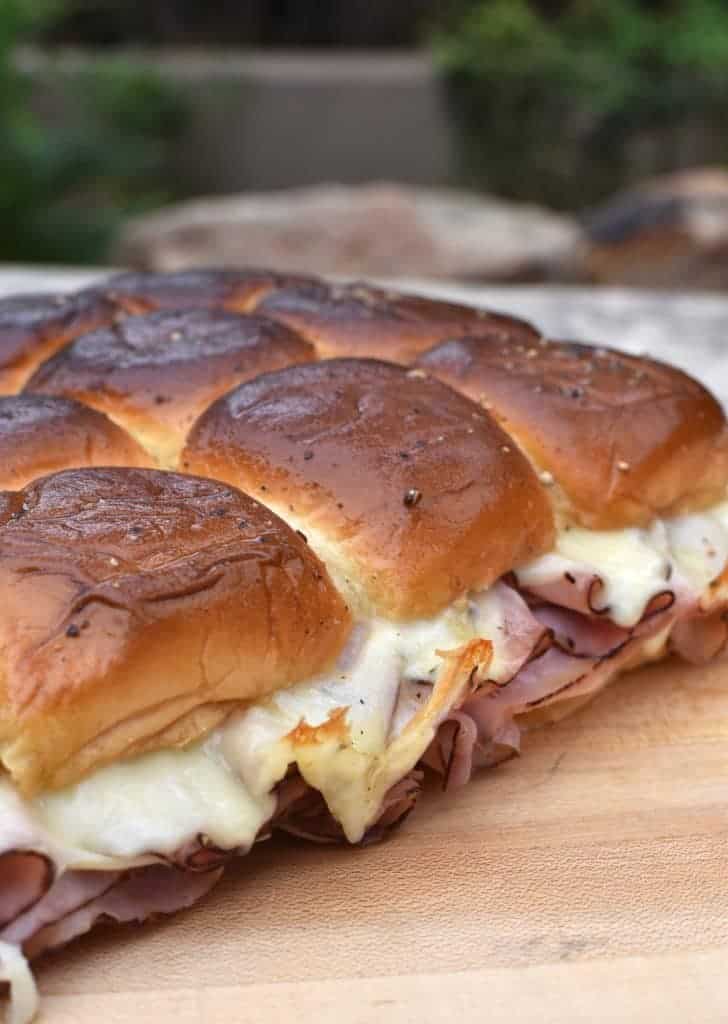 Ham and cheese sliders, an RV tailgating recipe and great meal for camping