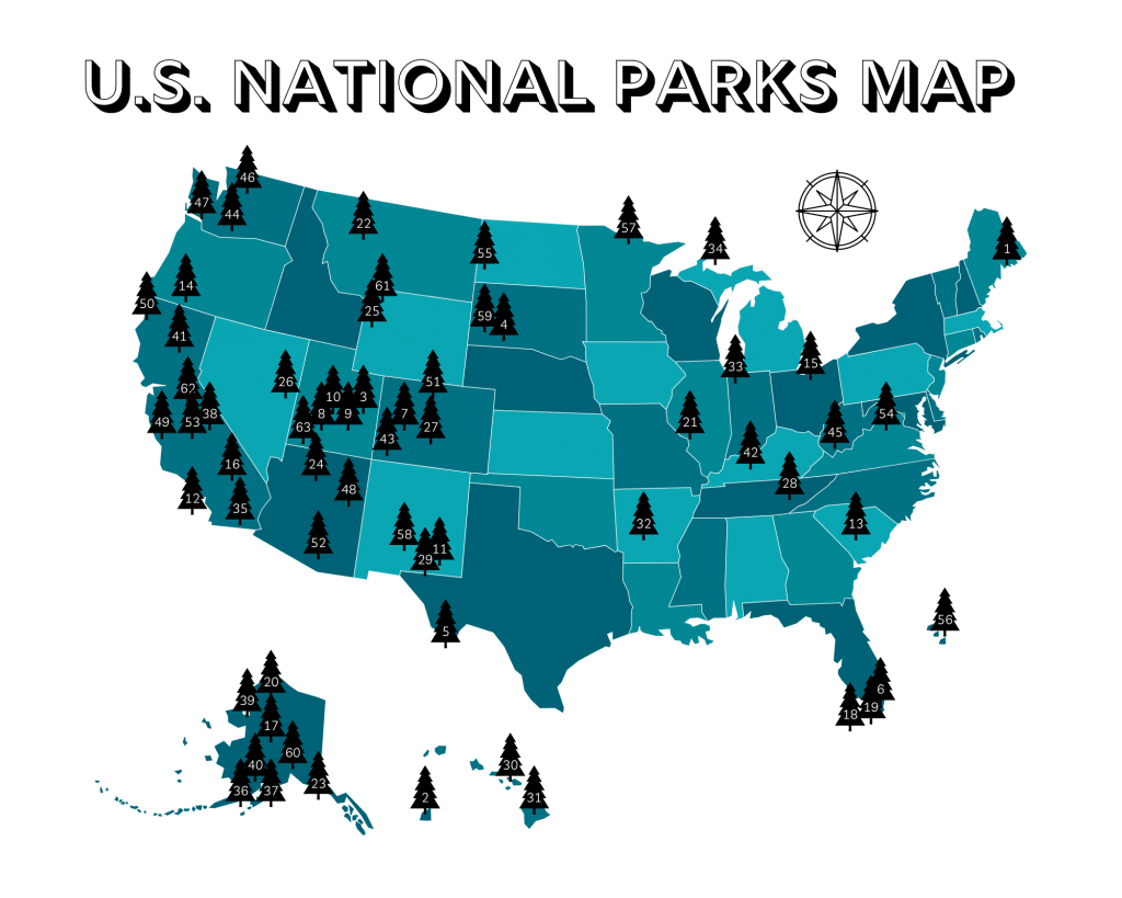 2021 us national parks printable map