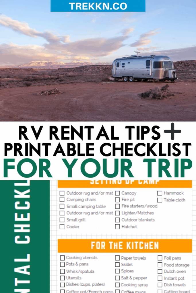 RV Rental Checklist