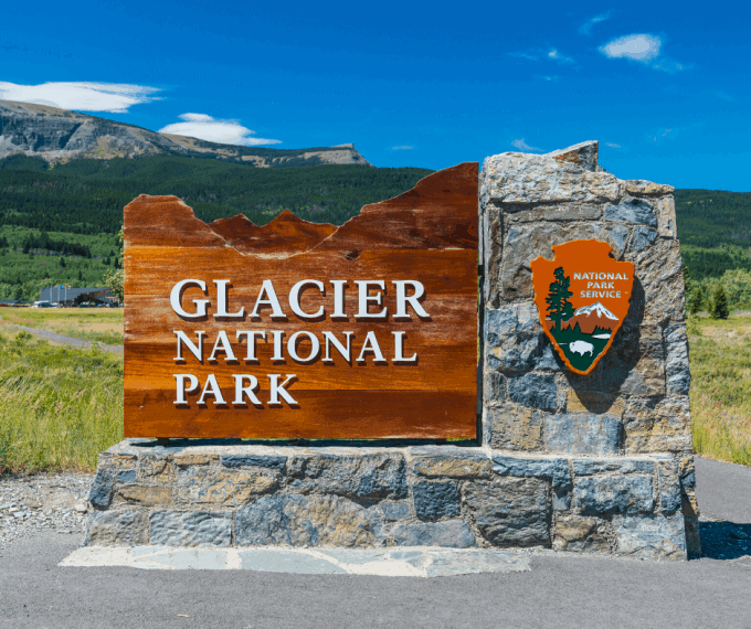 Entrance sign to Glacier National Park