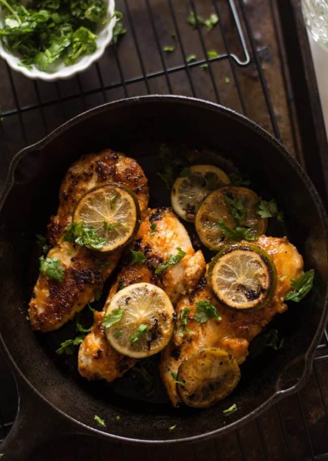 Cilantro Lime Cast Iron Skillet Chicken Tenders