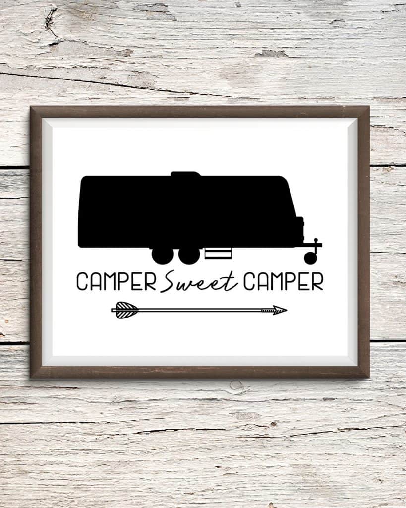 Camper Sweet Camper Printable Sign for Travel Trailers