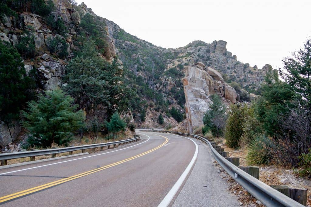 Empty road for RV travel to Mt Lemmon, Arizona