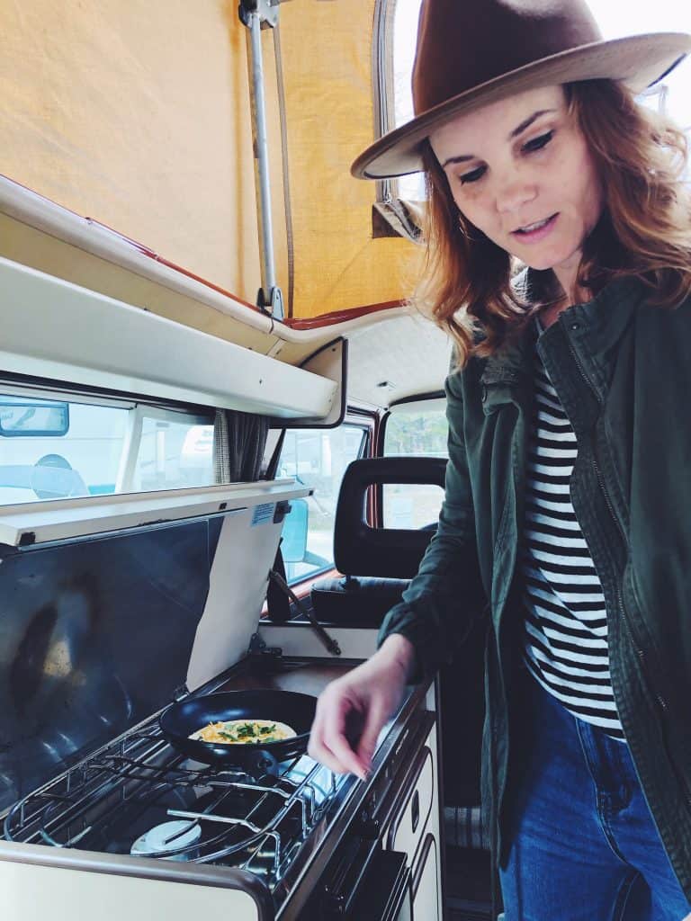 Cooking meals in a camper van