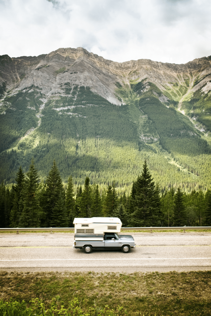 truck camper in the mountains