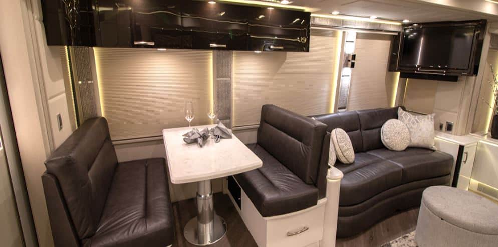 Prevost Emerald RV Dining and Living Areas