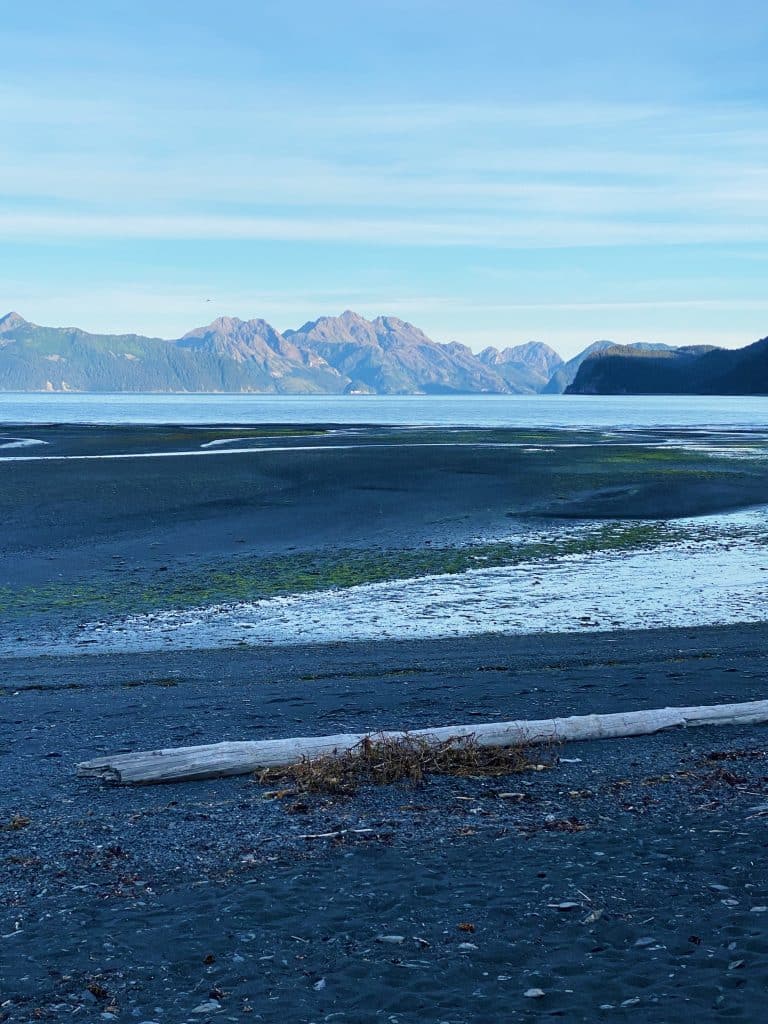 A beach that is reached from top hiking trails in Seward Alaska
