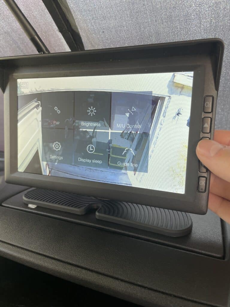 Dash display for security camera installed on RV