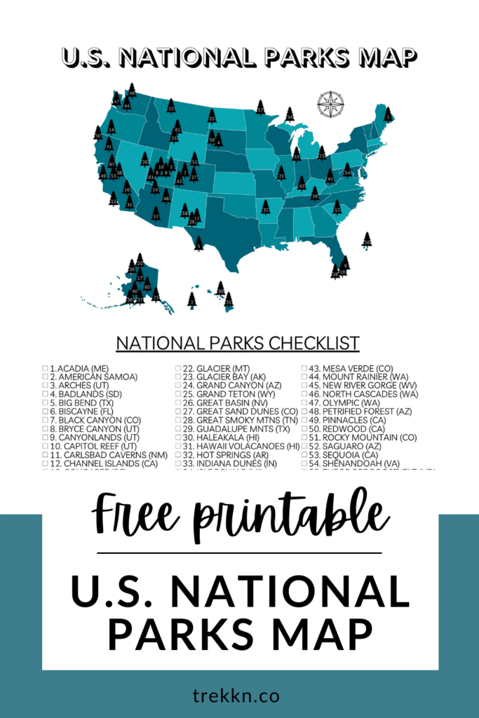 free national parks map printable