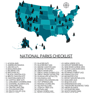 Map of 63 US National Parks