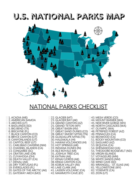 U.s. National Parks Map - Trekkn