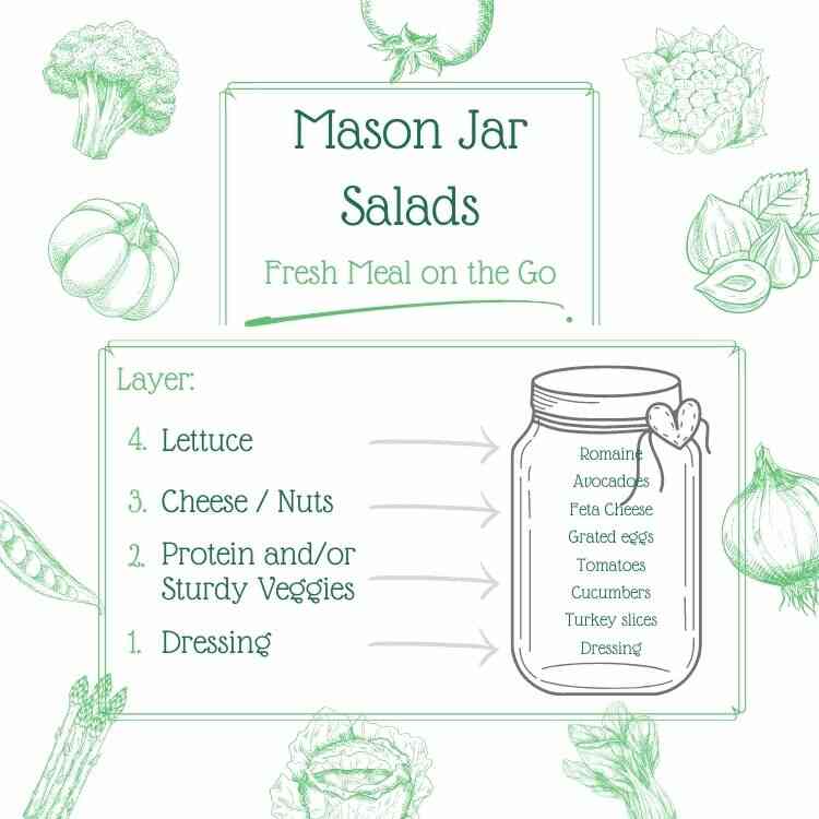 A short how to guide for layering ingredients in mason jar for easy RV travel meal.