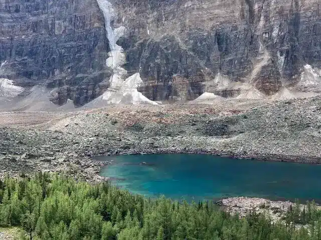Overhead view of Eiffel Lake in Banff National Park