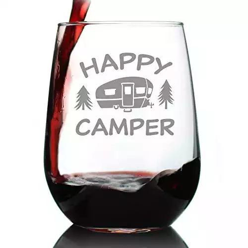 Happy Camper Wine Glass