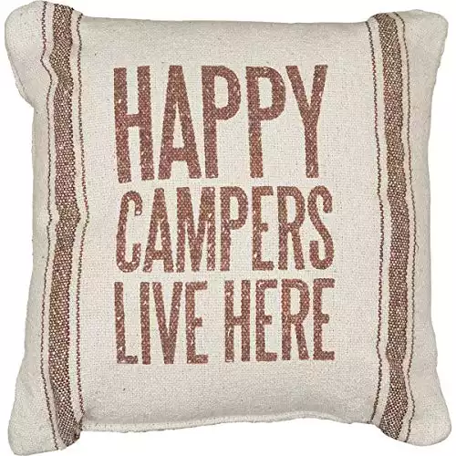 Happy Campers Live Here Pillow (10" x 10")