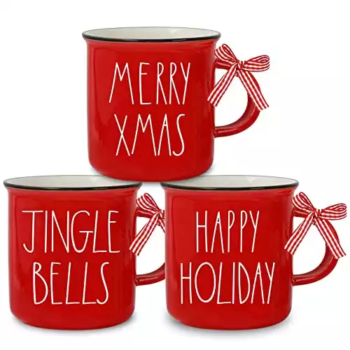 Mini Christmas Coffee Mug with Red Ribbon