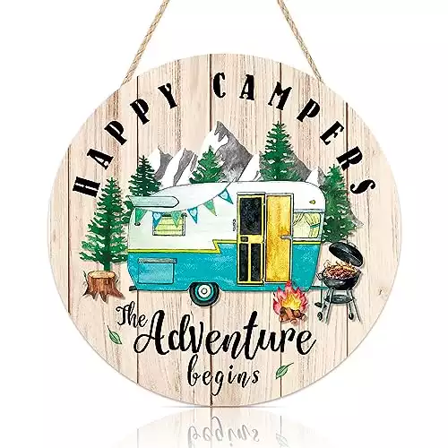 Wood Hanging Happy Campers Plaque