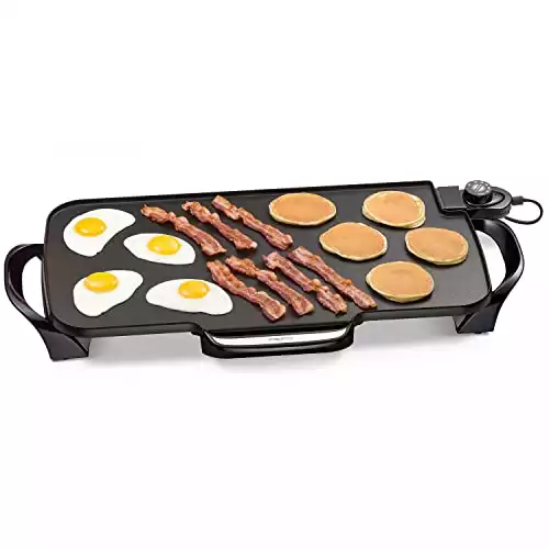 Electric Griddle With Removable Handles, Black, 22-inch