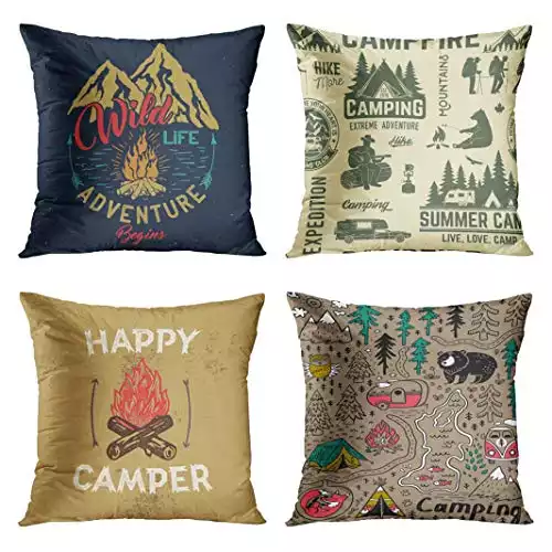 Camping Throw Pillow Covers