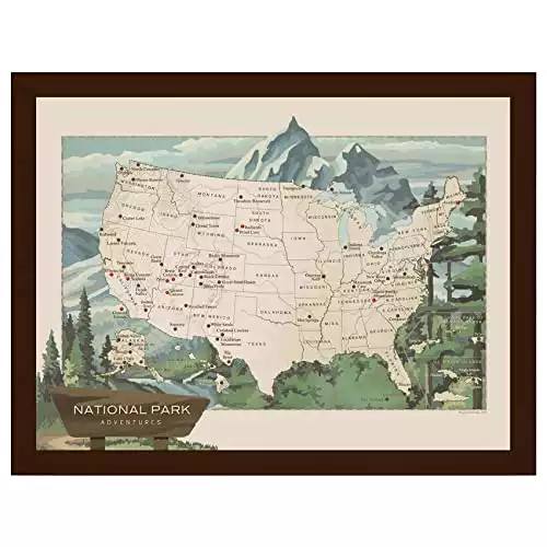 National Parks Push Pin Travel Map - USA National Park Map