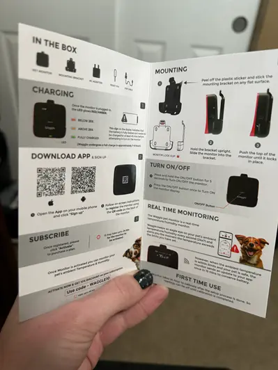 Waggle pet monitor user instruction booklet.