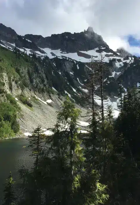 Aerial view of Snow Lake in Mount Rainier National Park
