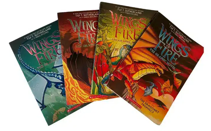 Four books from the 'Wings of Fire' series.