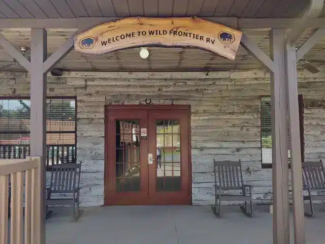 Office entrance to Wild Frontier RV Resort