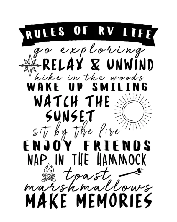 List of funny rules of simple RV life