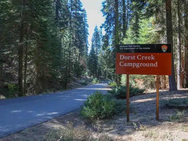 Entrance sign for Dorst Creek Campground